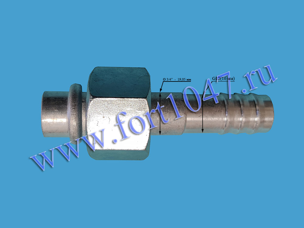 Фитинг G12 (16мм) 180 O-Ring алюминий