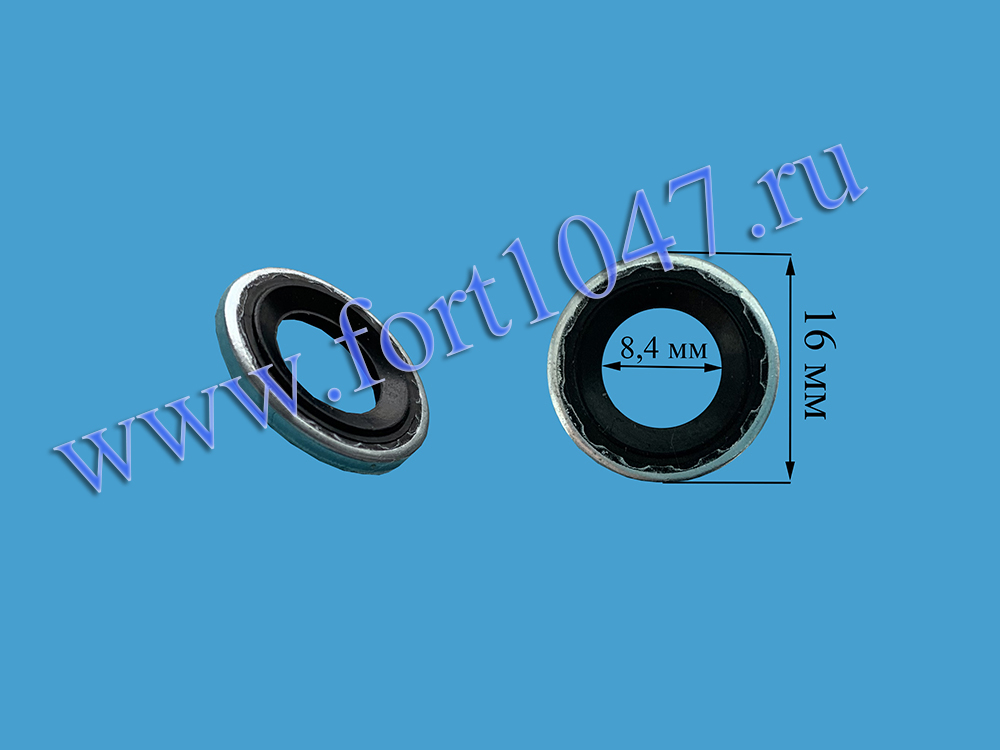 Металлорезиновое кольцо внешний D = 16мм внутренний d = 8,4мм