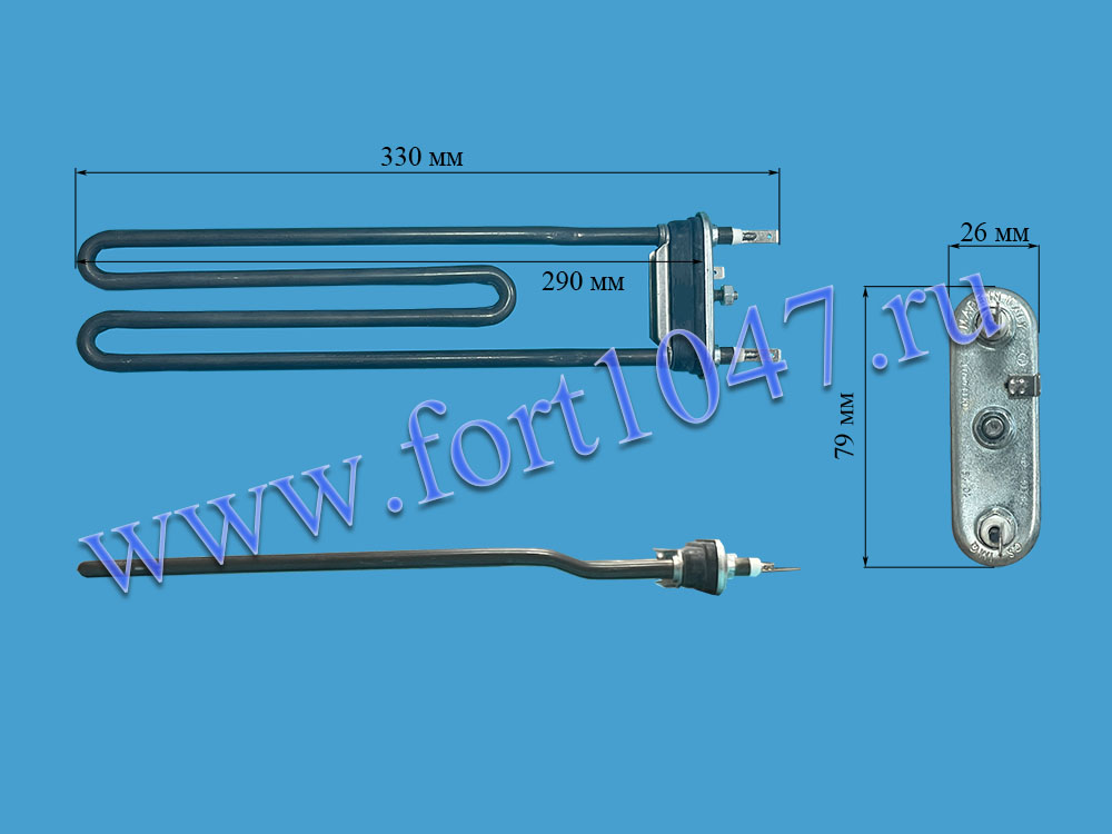 ТЭН 2800W изогнутый L=295мм без отверстия :