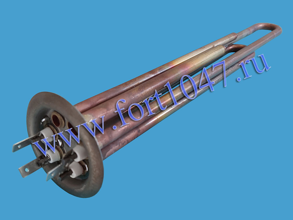 ТЭН RF 2000W фланец d64мм под анодМ4 (медь) (2 трубки для термостата и термозащиты)